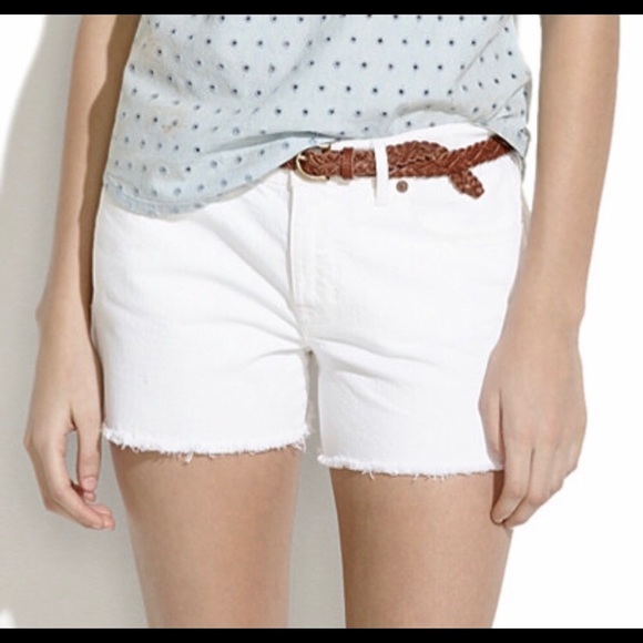 Madewell White Denim Frayed Cut Offs Size 32 - Picture 1 of 6